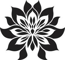 singular pétalo emblema icono detalle artístico floración peinado negro emblema marca vector