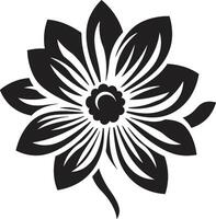 Ethereal Bloom Mark Emblematic Detail Singular Blossom Emblem Black Mark Detail vector