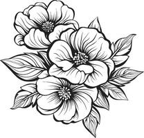 elegante flor impresión monocromo icono artístico floración elegancia elegante negro logo vector