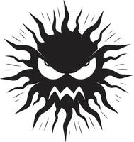 Scorched Fury Angry Sun Emblem Searing Solar Flare Black Rage vector