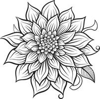 Stylish Botanical Emblem Black Signature Delicate Flower Impression Artistry vector