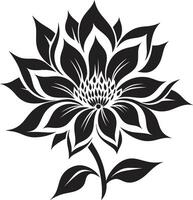 Singular Blossom Mark Black Emblem Detail Artistic Petal Styling Monochrome Icon Mark vector