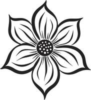 Graceful Bloom Element Monochrome Logo Singular Petal Symbolism Iconic Art vector
