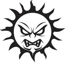 Temperamental Radiance Dark Suns Rage Solar Inferno Angry Sun Emblem vector