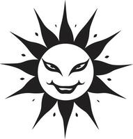 Scorched Fury Black of Angry Sun Fiery Outburst Angry Sun in Black vector