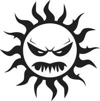 Searing Solar Flare Black Rage Blazing Anger Suns in Black vector