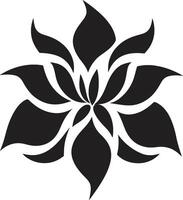 Monochrome Bloom Detail Iconic Emblematic Symbol Stylish Blossom Emblem Black Iconic Detail vector