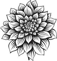 Botanical Monotone Emblematic Design Graceful Bloom Silhouette Iconic Symbol vector