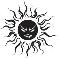 Flaming Outcry Angry Suns Black Blazing Fury Angry Suns in Black vector