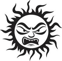 Raging Inferno Black Suns Rage Fury Eclipse Angry Sun Emblem vector