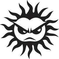 Fury Eclipse Angry Sun Emblem Eclipse of Wrath Black Suns Rage vector