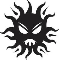 Solar Inferno Angry Sun Emblem Raging Eclipse Black ic Sun vector