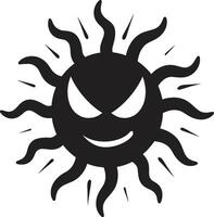 Raging Inferno Black Suns Rage Fury Eclipse Angry Sun Emblem vector