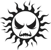 Tempestuous Fury Angry Sun Emblem Raging Inferno Black Suns Rage vector