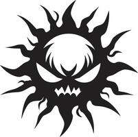 Rage filled Blaze Angry Sun Eclipse of Fury Black Suns Wrath vector