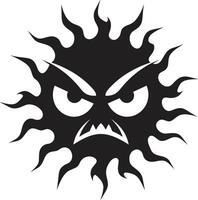 Eclipsed Inferno Angry Sun Solar Fury Black ic Sun vector