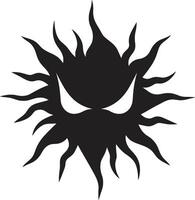 Searing Rage Angry Sun in Black Blazing Eclipse Intensely Angry Sun Emblem vector