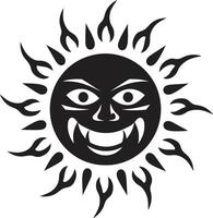 Solar Fury Black ic Sun Tempestuous Blaze Angry Sun vector