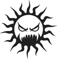 Raging Radiance Black Angry Sun Emblem Eclipsed Fury Angry Sun in Form vector
