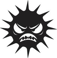 Searing Wrath Black of Angry Sun Rampant Solar Flare Angry Sun Emblem vector