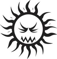 Solar Wrath Angry Sun Emblem Tempestuous Sunburst Black vector