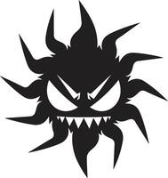 Eclipse of Anger Black Sun Solar Wrath Angry Sun Emblem vector