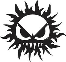 Raging Inferno Black Suns Rage Fury Eclipse Angry Sun Emblem vector