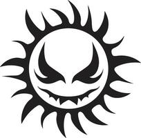 Raging Radiance Black Angry Sun Emblem Eclipsed Fury Angry Sun in Form vector