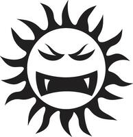 Raging Radiance Angry Suns Black Emblem Inferno Blaze Anger in Black vector