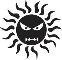 Scorched Fury Black of Angry Sun Fiery Outburst Angry Sun in Black vector