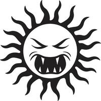 Infernal Outburst Angry Sun in Furious Flare Black Angry Sun vector