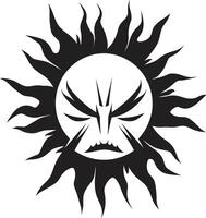 Tempestuous Flare Dark Suns Fury Searing Rage Angry Sun in Black vector