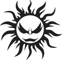 Scorched Fury Black of Angry Sun Fiery Outburst Angry Sun in Black vector