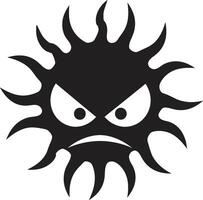 Rampant Solar Flare Angry Sun Emblem Scorched Fury Black of Angry Sun vector
