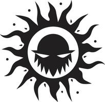 Scorched Fury Black of Angry Sun Fiery Outburst Angry Sun in Black vector