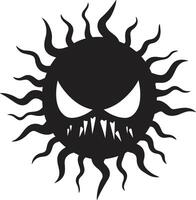 Rage filled Sunrise Angry Sun in Black Burning Wrath Angry Sun Emblem vector