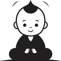 zen pequeño uno Buda emblema pacífico prodigio zen silueta vector