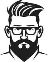 Boho Sophistication Hipster Man Face Cartoon in Black Vintage Charm Cartoon Hipster Man Face Black vector
