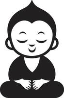 Peaceful Tot Cartoon Kid Buddha Bloom Black Buddha Silhouette vector