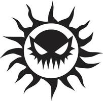 Raging Radiance Black Angry Sun Emblem Eclipsed Fury Angry Sun in Form vector