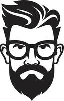 Elegant Eccentricity Black of Cartoon Hipster Man Face Vintage Modernity Hipster Man Face Cartoon in Black vector