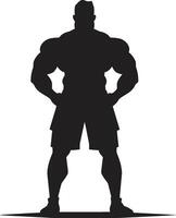 Comic Strength Emblem Cartoon Caricature Black Bodybuilder in Muscled Titan Impact Black of Caricature Bodybuilder vector