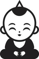 Tiny Tranquility Buddha Zen Little One Black Silhouette vector