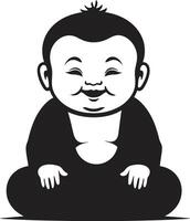 Buddha Bliss Zen Kid Harmonious Junior Black Emblematic Buddha vector