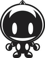 Cute RoboBlaster Black Emblem BlastBot Buddy Mascot Emblem vector