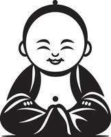 zen joven Buda emblemático Buda bambino dibujos animados zen emblema vector