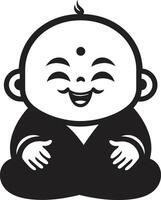 Buddha Bloom Baby Buddha ic Silhouette Tiny Zen Sage Emblem vector