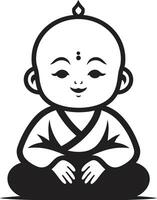 serenidad duende zen niño zen joven negro Buda emblema vector