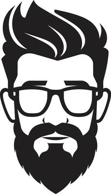 Modern Dapper Black of Cartoon Hipster Man Retro Revival Hipster Man Face Cartoon in Black