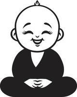 Zen Little One Black Silhouette Peaceful Prodigy Buddha ic Kid vector